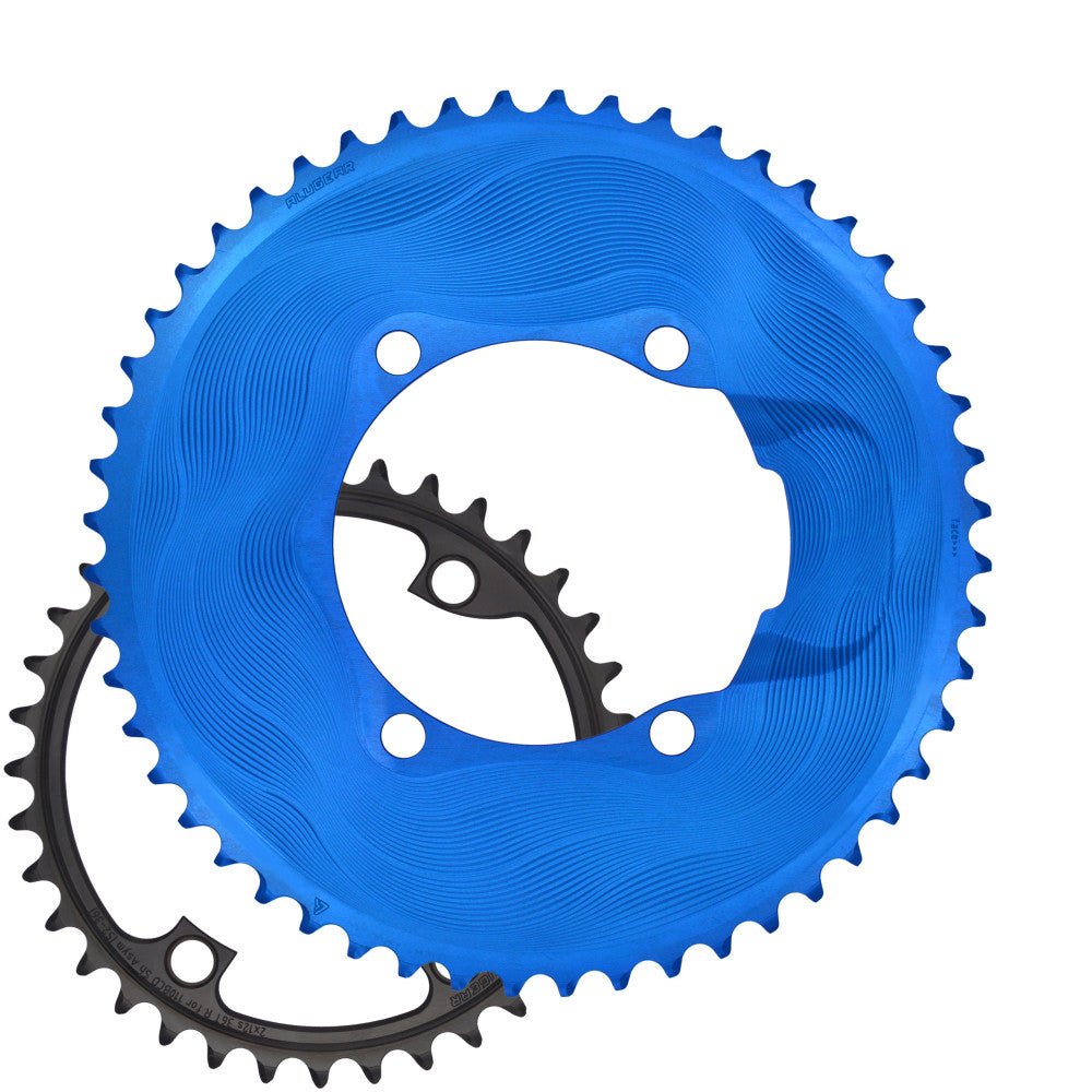 Alugear AERO Chainrings Set – 2x12sp Round for 110 BCD 4‑bolt Shimano Asymmetric